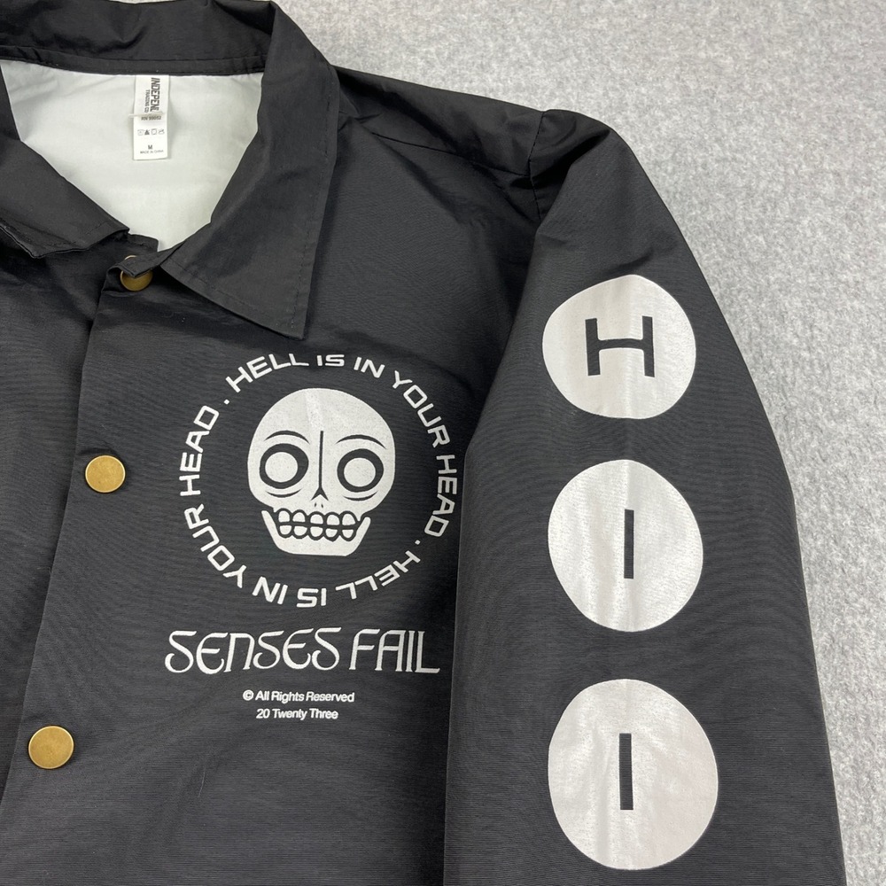 Senses Fail Windbreaker Jacket Mens Medium Black Hell Is In Your Head Band Merch - Picture 3 of 8